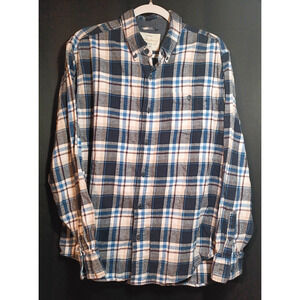 Weatherproof Vintage Blue Plaid Shirt Mens Large Long Sleeve Button Down